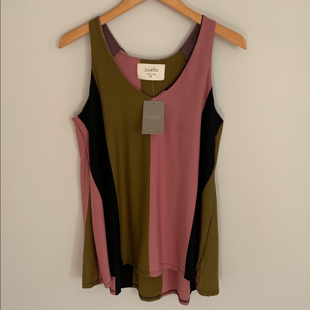 Anthropologie Puella Colorblock Relaxed Fit Swing Tank Top NWT